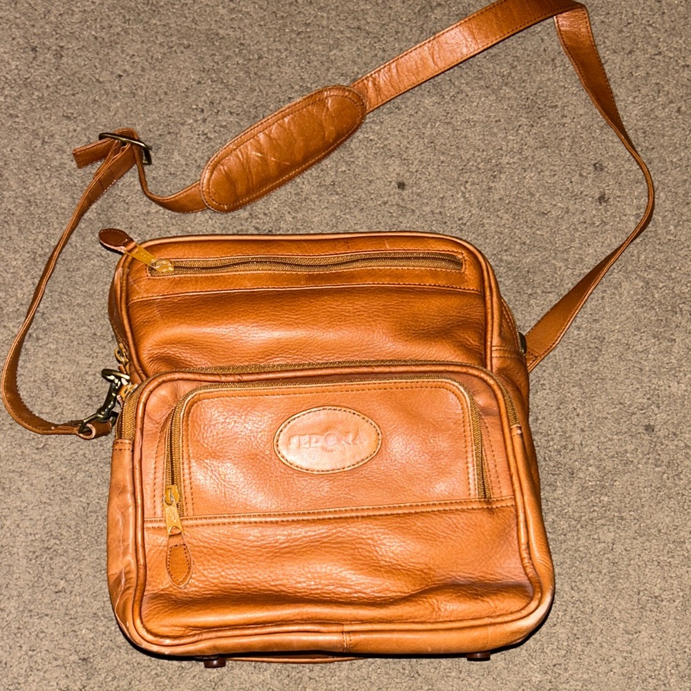 Leather Tan Messenger Bag - Classic Men's Crossbody by Dooney & Bourke